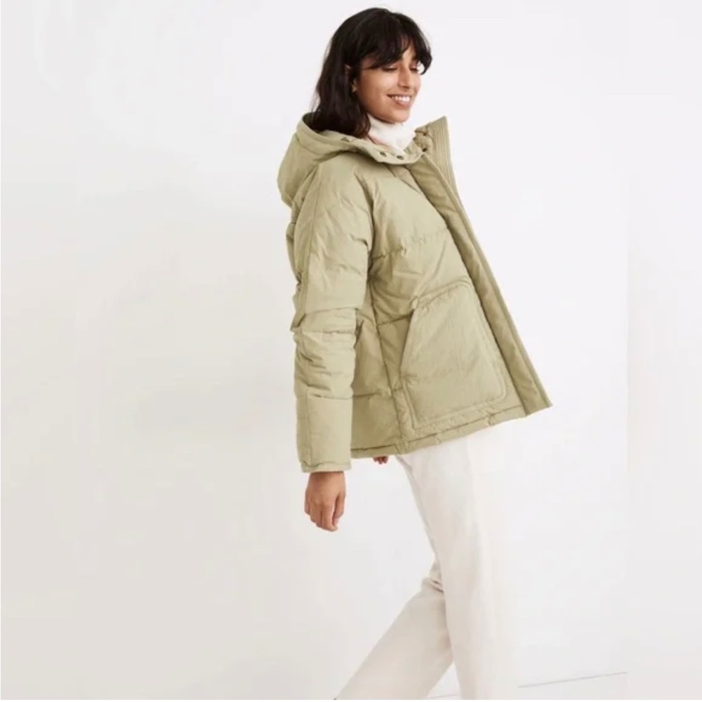 Madewell Holland Quilted Puffer Parka / SMALL / ASH GREEN